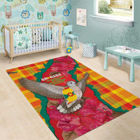 Grenada Independence Day Area Rug Tropical Dove Bougainvillea Madras Pattern