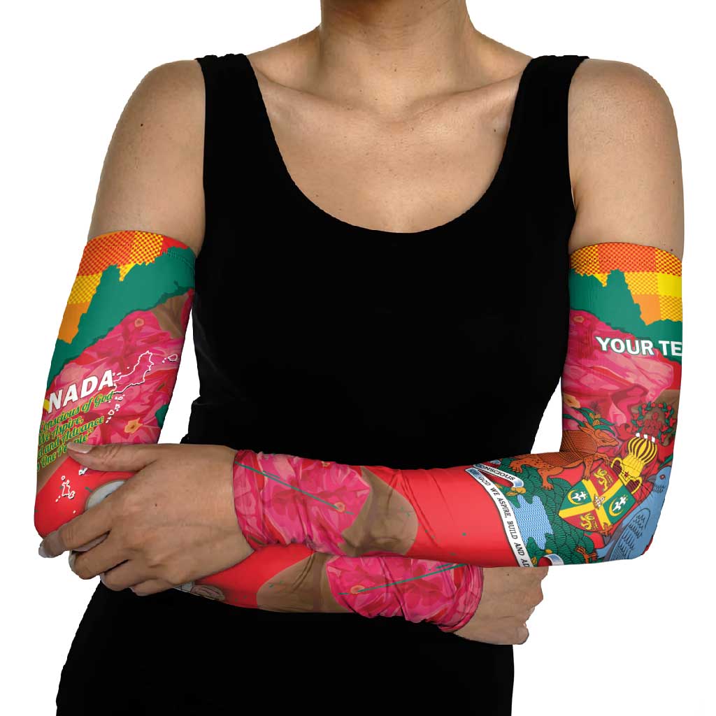 Grenada Independence Day Personalized Arm Sleeves Tropical Dove Bougainvillea Madras Pattern