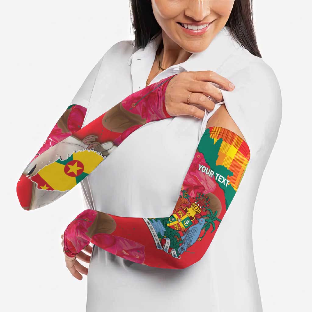 Grenada Independence Day Personalized Arm Sleeves Tropical Dove Bougainvillea Madras Pattern