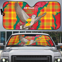 Grenada Independence Day Auto Sun Shade Tropical Dove Bougainvillea Madras Pattern