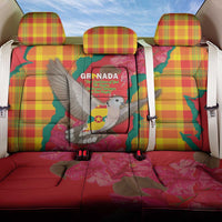 Grenada Independence Day Back Car Seat Cover Tropical Dove Bougainvillea Madras Pattern