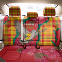 Grenada Independence Day Back Car Seat Cover Tropical Dove Bougainvillea Madras Pattern