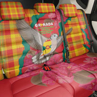 Grenada Independence Day Back Car Seat Cover Tropical Dove Bougainvillea Madras Pattern