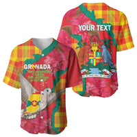 Grenada Independence Day Personalized Baseball Jersey Tropical Dove Bougainvillea Madras Pattern