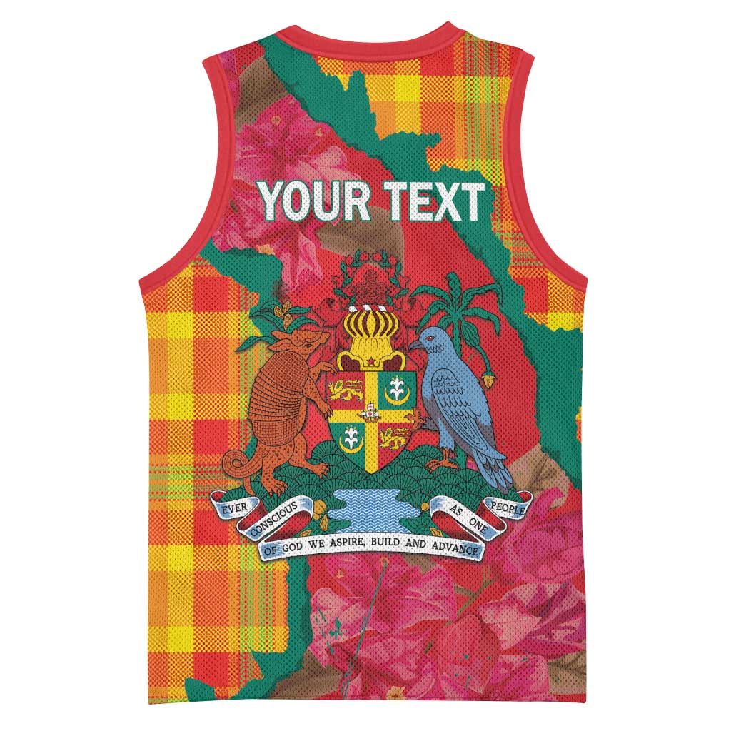 Grenada Independence Day Personalized Basketball Jersey Tropical Dove Bougainvillea Madras Pattern