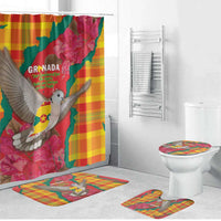 Grenada Independence Day Bathroom Set Tropical Dove Bougainvillea Madras Pattern