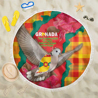 Grenada Independence Day Beach Blanket Tropical Dove Bougainvillea Madras Pattern