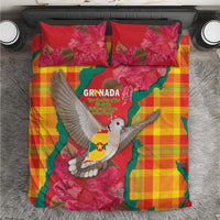 Grenada Independence Day Bedding Set Tropical Dove Bougainvillea Madras Pattern