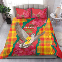 Grenada Independence Day Bedding Set Tropical Dove Bougainvillea Madras Pattern