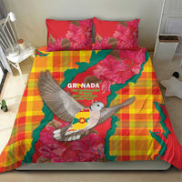 Grenada Independence Day Bedding Set Tropical Dove Bougainvillea Madras Pattern