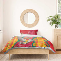 Grenada Independence Day Bedding Set Tropical Dove Bougainvillea Madras Pattern