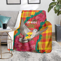 Grenada Independence Day Blanket Tropical Dove Bougainvillea Madras Pattern