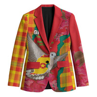 Grenada Independence Day Personalized Blazer Tropical Dove Bougainvillea Madras Pattern