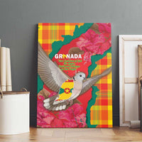 Grenada Independence Day Canvas Wall Art Tropical Dove Bougainvillea Madras Pattern
