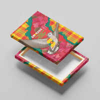 Grenada Independence Day Canvas Wall Art Tropical Dove Bougainvillea Madras Pattern