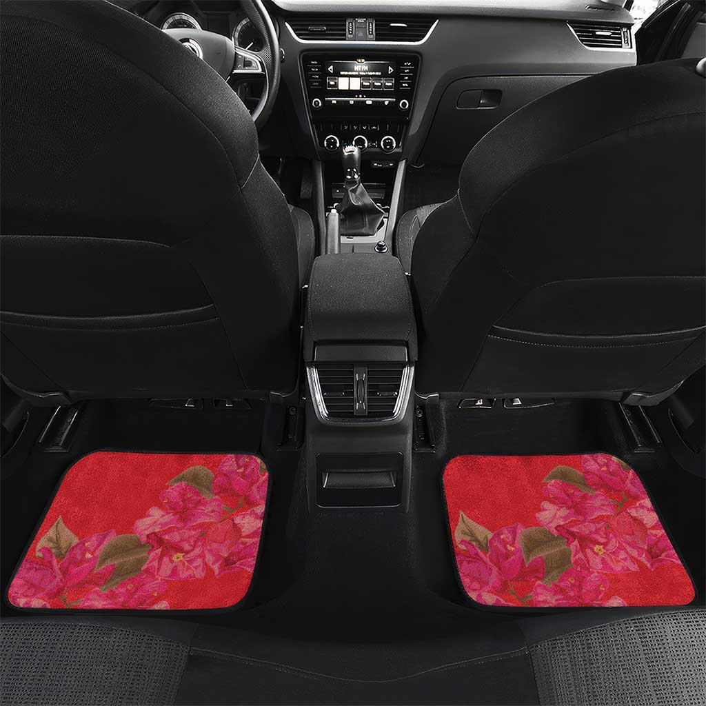 Grenada Independence Day Personalized Car Mats Tropical Dove Bougainvillea Madras Pattern
