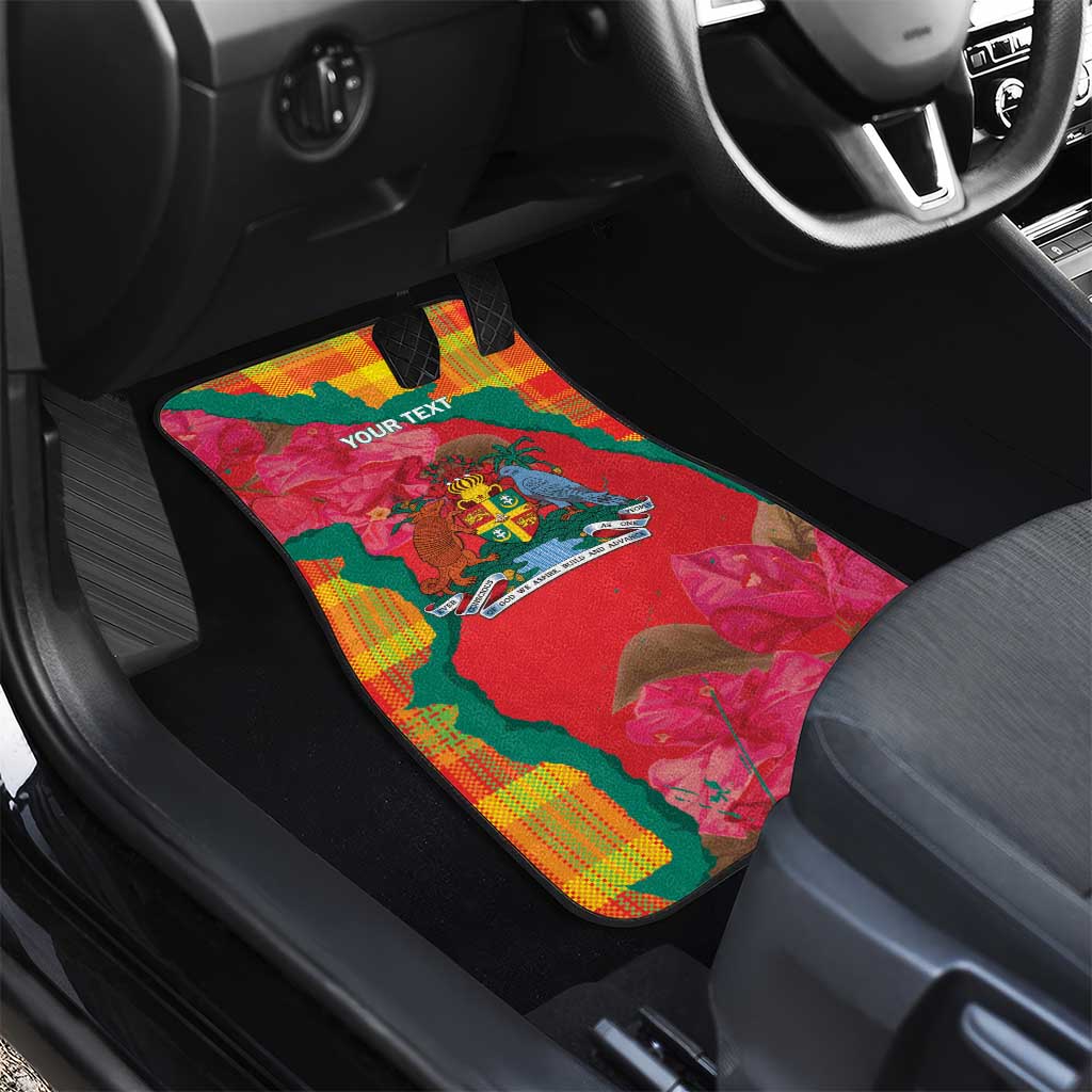 Grenada Independence Day Personalized Car Mats Tropical Dove Bougainvillea Madras Pattern