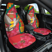 Grenada Independence Day Car Seat Cover Tropical Dove Bougainvillea Madras Pattern