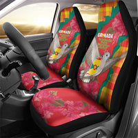 Grenada Independence Day Car Seat Cover Tropical Dove Bougainvillea Madras Pattern