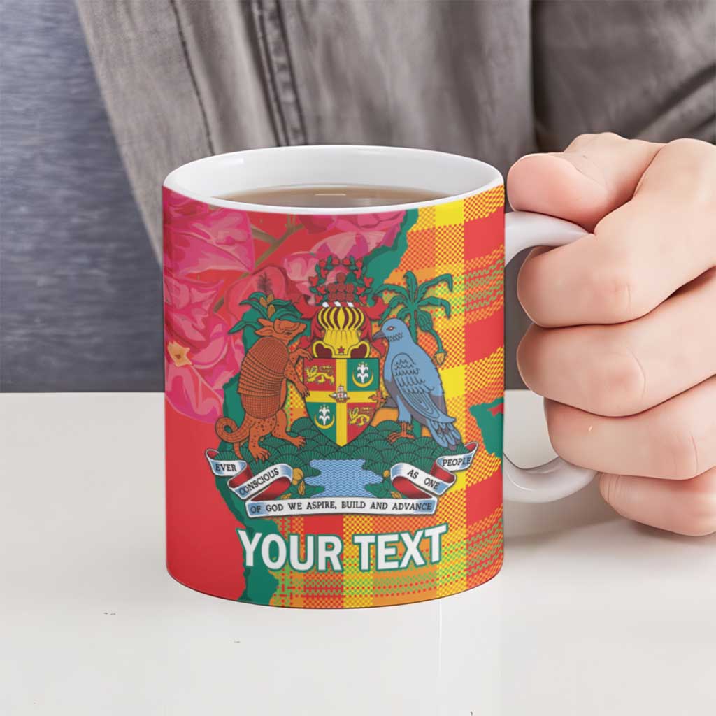 Grenada Independence Day Personalized Ceramic Mug Tropical Dove Bougainvillea Madras Pattern