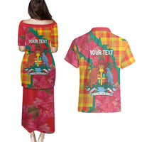 Grenada Independence Day Personalized Couples Matching Puletasi and Hawaiian Shirt Tropical Dove Bougainvillea Madras Pattern