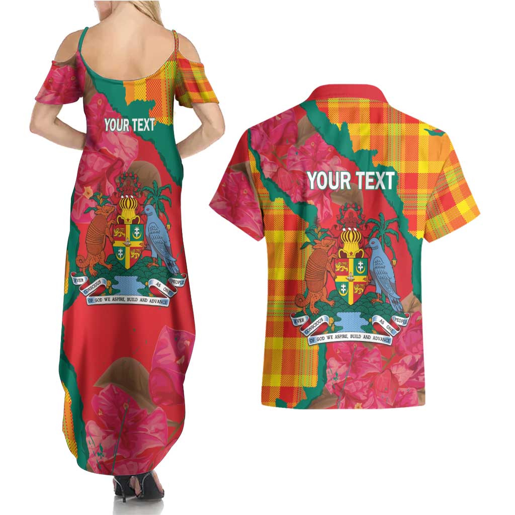 Grenada Independence Day Personalized Couples Matching Summer Maxi Dress and Hawaiian Shirt Tropical Dove Bougainvillea Madras Pattern