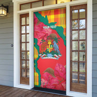 Grenada Independence Day Personalized Door Cover Tropical Dove Bougainvillea Madras Pattern