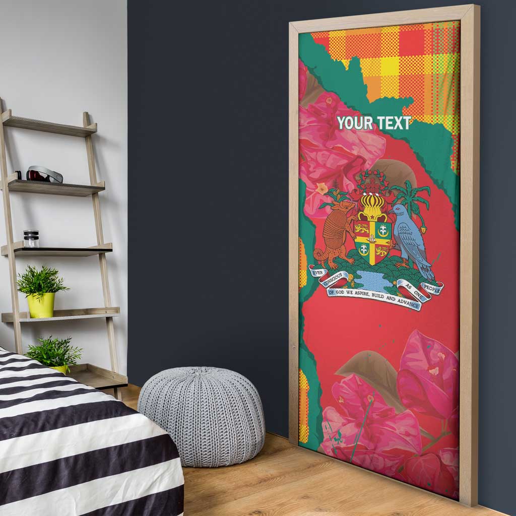 Grenada Independence Day Personalized Door Cover Tropical Dove Bougainvillea Madras Pattern