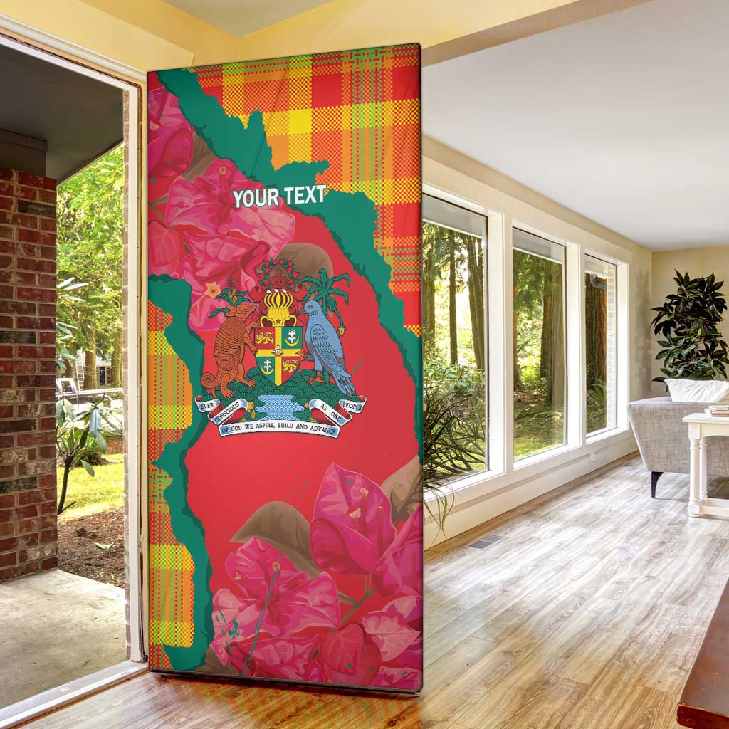 Grenada Independence Day Personalized Door Cover Tropical Dove Bougainvillea Madras Pattern