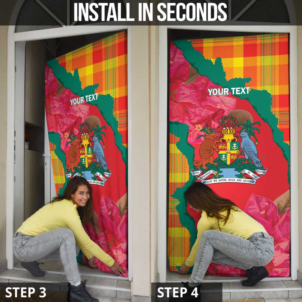 Grenada Independence Day Personalized Door Cover Tropical Dove Bougainvillea Madras Pattern