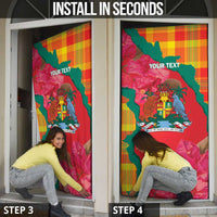 Grenada Independence Day Personalized Door Cover Tropical Dove Bougainvillea Madras Pattern