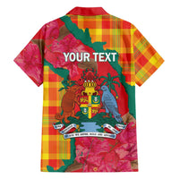Grenada Independence Day Personalized Family Matching Short Sleeve Bodycon Dress and Hawaiian Shirt Tropical Dove Bougainvillea Madras Pattern