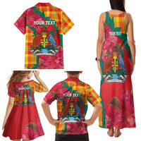 Grenada Independence Day Personalized Family Matching Tank Maxi Dress and Hawaiian Shirt Tropical Dove Bougainvillea Madras Pattern