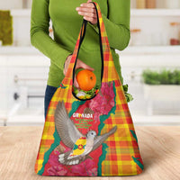 Grenada Independence Day Grocery Bag Tropical Dove Bougainvillea Madras Pattern