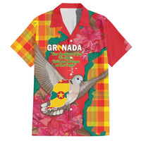 Grenada Independence Day Personalized Hawaiian Shirt Tropical Dove Bougainvillea Madras Pattern