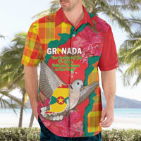 Grenada Independence Day Personalized Hawaiian Shirt Tropical Dove Bougainvillea Madras Pattern