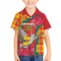 Grenada Independence Day Personalized Hawaiian Shirt Tropical Dove Bougainvillea Madras Pattern