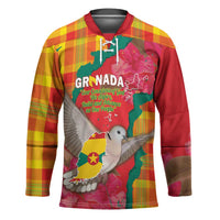 Grenada Independence Day Personalized Hockey Jersey Tropical Dove Bougainvillea Madras Pattern