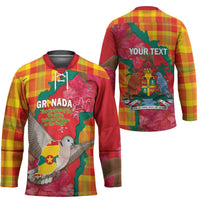 Grenada Independence Day Personalized Hockey Jersey Tropical Dove Bougainvillea Madras Pattern