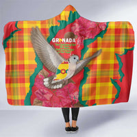 Grenada Independence Day Hooded Blanket Tropical Dove Bougainvillea Madras Pattern
