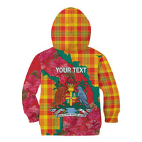 Grenada Independence Day Personalized Kid Hoodie Tropical Dove Bougainvillea Madras Pattern