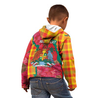 Grenada Independence Day Personalized Kid Hoodie Tropical Dove Bougainvillea Madras Pattern