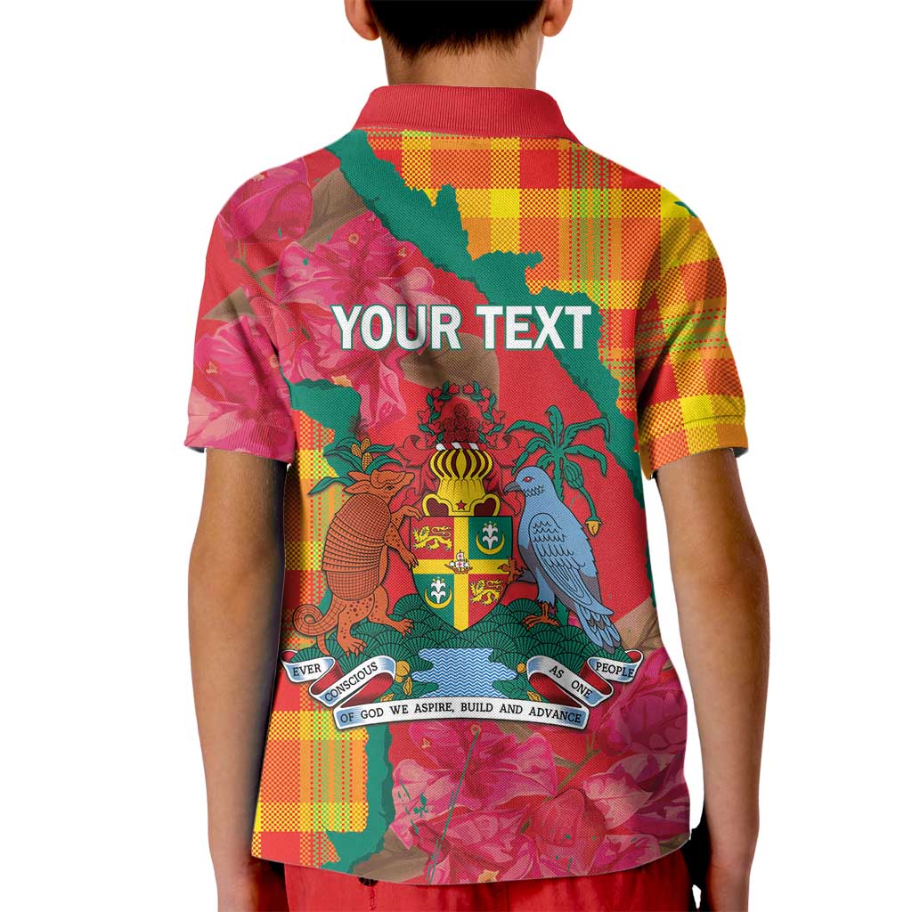 Grenada Independence Day Personalized Kid Polo Shirt Tropical Dove Bougainvillea Madras Pattern