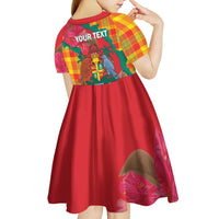 Grenada Independence Day Personalized Kid Short Sleeve Dress Tropical Dove Bougainvillea Madras Pattern