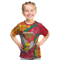 Grenada Independence Day Personalized Kid T Shirt Tropical Dove Bougainvillea Madras Pattern