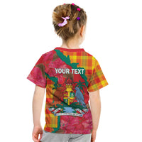 Grenada Independence Day Personalized Kid T Shirt Tropical Dove Bougainvillea Madras Pattern