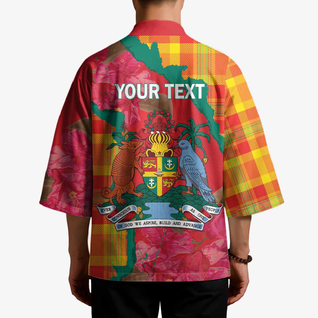 Grenada Independence Day Personalized Kimono Tropical Dove Bougainvillea Madras Pattern