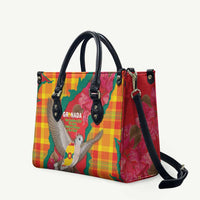 Grenada Independence Day Leather Bag Tropical Dove Bougainvillea Madras Pattern