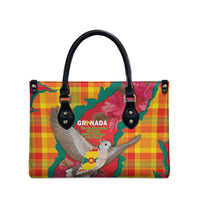 Grenada Independence Day Leather Bag Tropical Dove Bougainvillea Madras Pattern