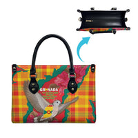 Grenada Independence Day Leather Bag Tropical Dove Bougainvillea Madras Pattern